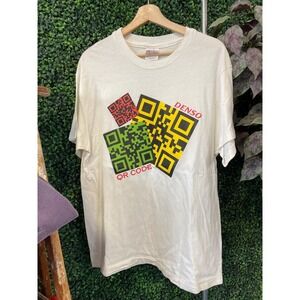 vtg 90s QR CODE TECH T-shirt Large vintage tee technology digital baggy computer